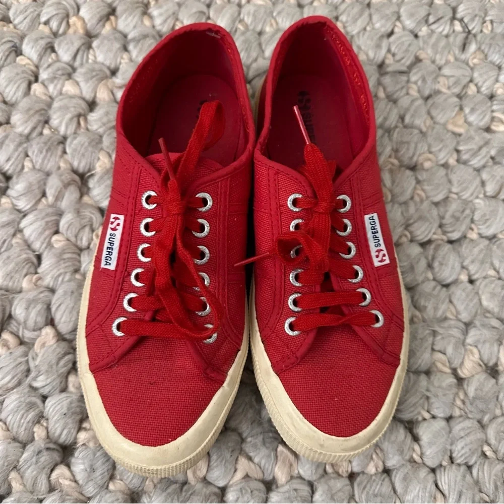 Superga 2750 Cotu Classic Sneaker Women 8‎ Low Top Red White Canvas Casual Shoes